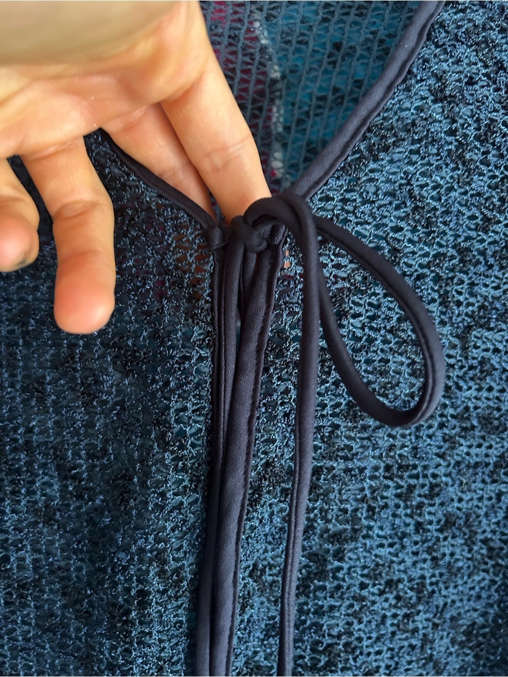 Point Zero Nicole Benisti Black Metallic Mesh Tie Front Cardigan Y2K Sheer Top - Picture 11 of 11